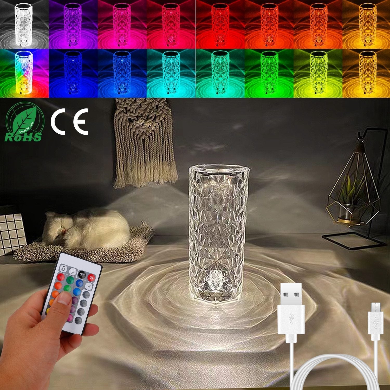 16-Color Crystal Diamond Lamp decoration Thenoor.Shop 