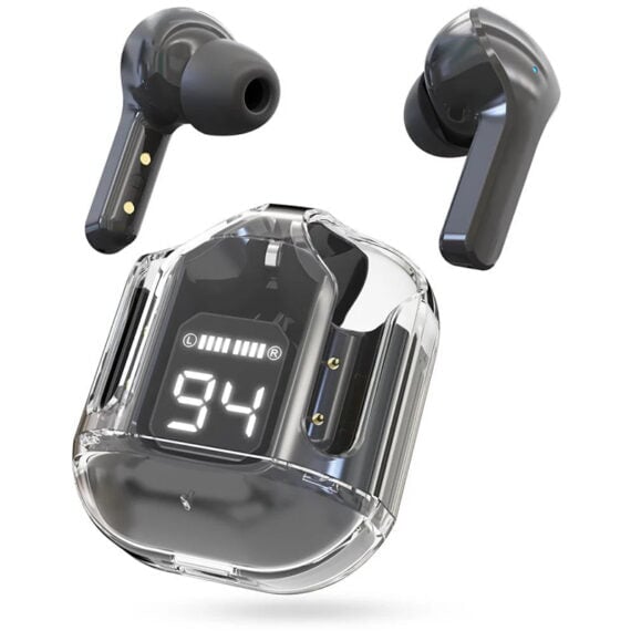 Transparent Black Bluetooth Earbuds electronics Thenoor.Shop 