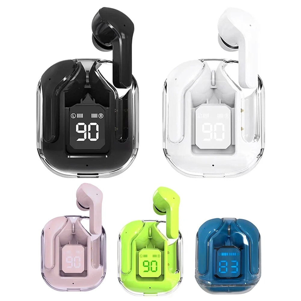 Transparent Black Bluetooth Earbuds electronics Thenoor.Shop 